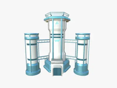 SciFi Facility A01 White Blue - Sci Fi Exterior Design Low-poly 3D model