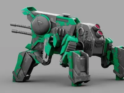 combat robot  rigged character 3D model buy