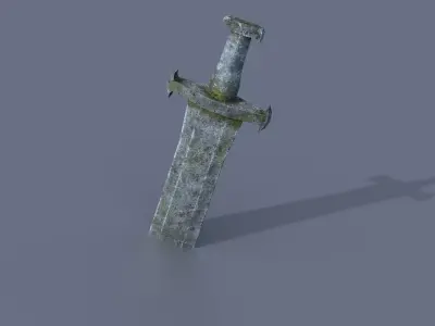 Stone sword Low-poly 3D model