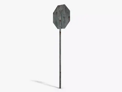 Damaged Stop Sign Low-poly 3D model