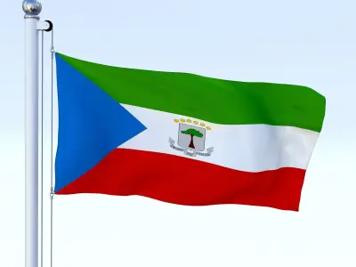 Animated Equatorial Guinea Flag Low-poly 3D model