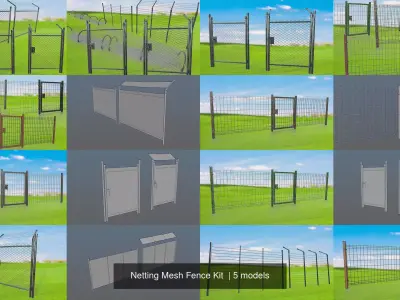 Netting Mesh Fence Kit  3D Model Pack