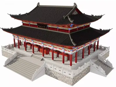 Japan Imperial Temple Hall 3D model
