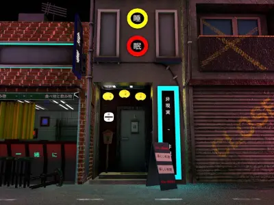 Modern Japanese alleyway 3D model