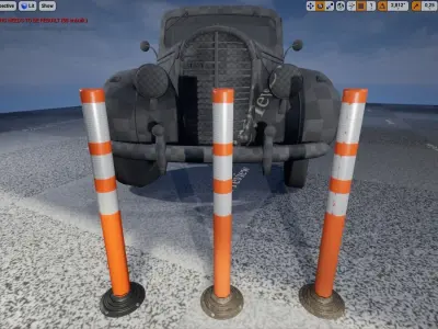 Plastic road bollard  Low-poly 3D model