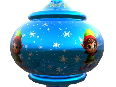 Charming Elf Holiday Blue Bauble 3D Model Subdivision Ready  PBR Low-poly 3D model