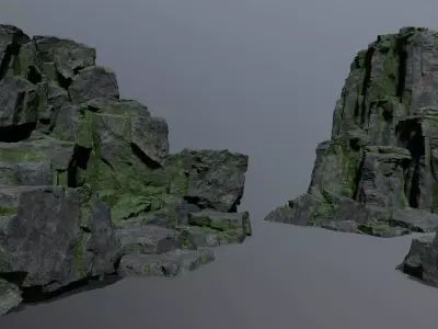 Mossy Rock Set Low-poly 3D model buy