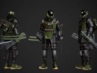 Cyberpunk Rezin Robot Low-poly 3D model