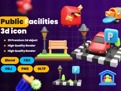 Public Facilities 3D Icon Pack 3D model