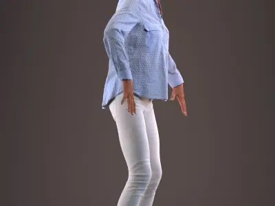 Rigged senior lady in casual clothing Low-poly 3D model