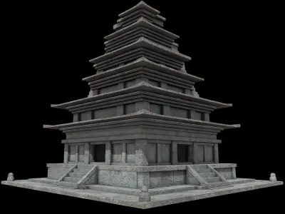 Mireuksaji Stone Pagoda Low-poly 3D model