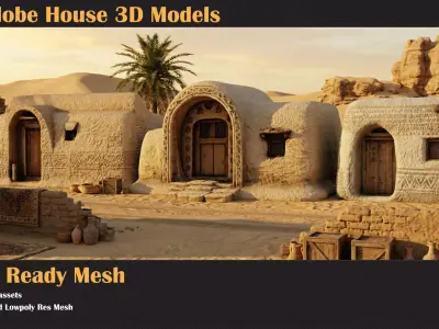 15 Adobe Mud Houses   3D model