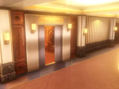 Anime Style Corridor Low-poly 3D model