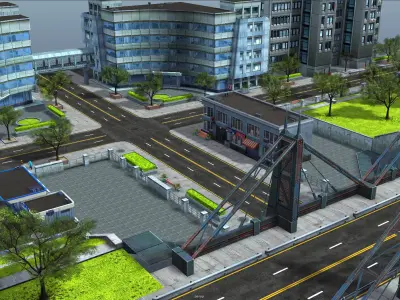 City Buildings and Props Pack - low poly Low-poly 3D model