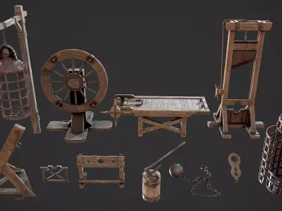 Medieval Punishment and Torture - Props Pack Low-poly 3D model