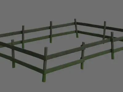 Wooden Fence 1B Low-poly 3D model