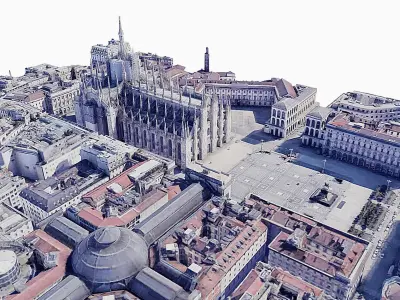 Milan Cathedral - aerial view Low-poly 3D model