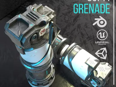 Game ready Sci-fi Grenade prop Low-poly 3D model Low-poly 3D model