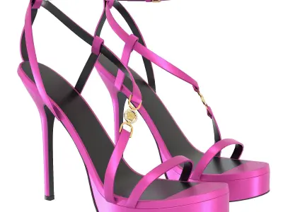 Satin Crystal Logo Shoes Heels Low-poly 3D model