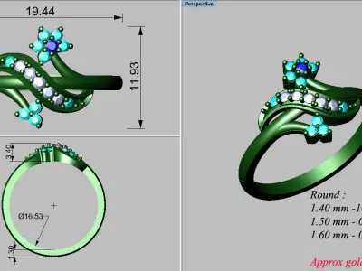 light weight gold diamond rings-C111116SKCH2026043-wt-0-5 3D print model purchase