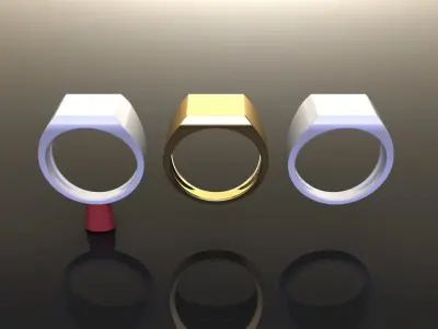 SQUARE SIGNET RING MIX SIZE 3D print model