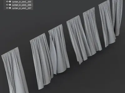 Wind Curtain Draped Fabric Archviz 3D Model 3D model  4 3D model