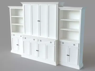 Cameo 4-Piece White Storage Bookcase Entertainment Center 3D model