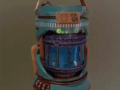 sci-fi barrel Low-poly 3D model 4