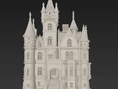 Reflection of Elegance Grandeur  Majestic Mansion Digital Model 3D print model purchase