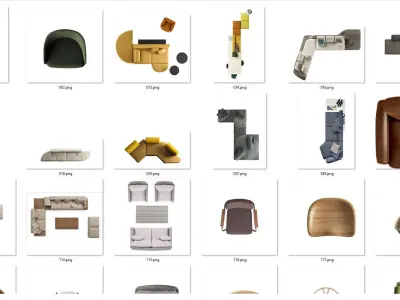 FLOOR PLAN 2d furniture top view 3D render realistic  3D model