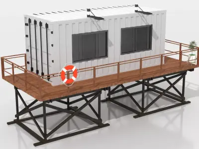 Container Beach Lifeguard Stand Low-poly 3D model