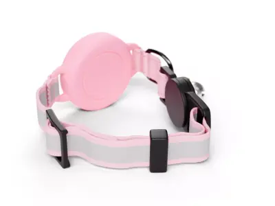 Cat Collar with Cute Face Design - Light Pink  3D model