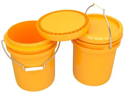 Food Grade 5l Plastic Bucket Yellow 3D model