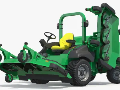  Hydraulic Steering Wide Deck Mower Green Rigged for Cinema 4D 