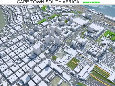 Cape Town Downtown South Africa Low-poly 3D model