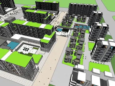 highrise building cluster sketchup model 3D model