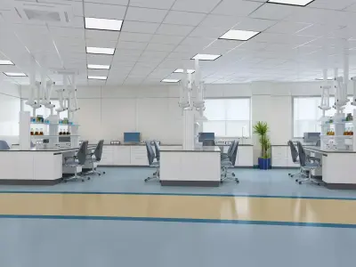 Laboratory medical room with floors and walls 3D model