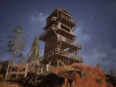 Modular Watchtower 36 Assets Low-poly 3D model