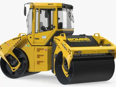 Bomag BW 205 AD4 Tandem Roller Rigged 3D model