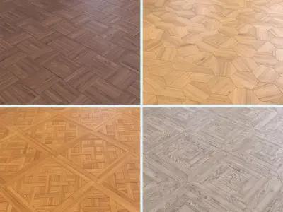 Parquet - Laminate - Wooden floor 4 in 1 Low-poly 3D model