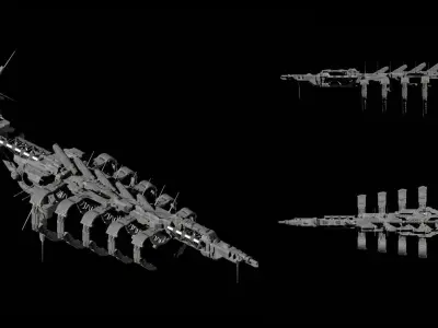 Spaceship Kitbash Pack Low-poly 3D model