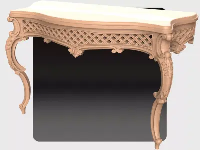 Carved console 2 leg table for CNC 02 3D model