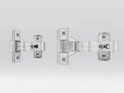 Cabinet hinge with mounting plate and screws 3D model