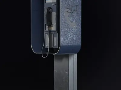 Old payphone PBR game ready Low-poly 3D model Low-poly 3D model