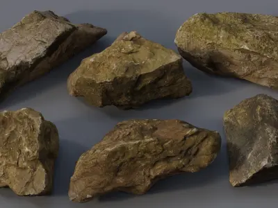 Rock Pack Vol 1-3 Photoscanned Rocks 21 Total Low-poly 3D model
