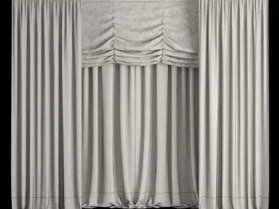 Silk and Satin Curtain Low-poly 3D model