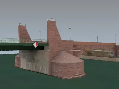 Lowpoly old european brick bridge Low-poly 3D model