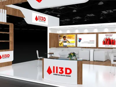 Exhibition Stand Stall Three Side Open 8X7 3D model