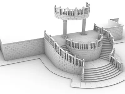 Entrance stairs and balcony 3D print model