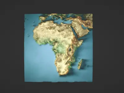 Africa Map Topography Low-poly 3D model